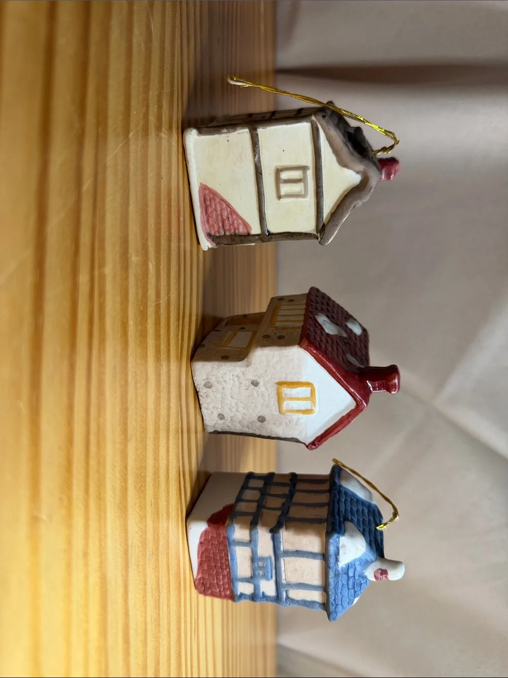 Vintage House of Lloyd Old English Village Ornaments Set of 3 Boxed